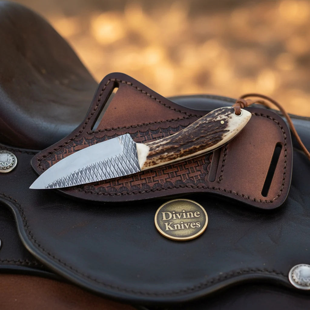 Crown Stag Drop Point Hunter Knife for Field Dressing and Camp Use