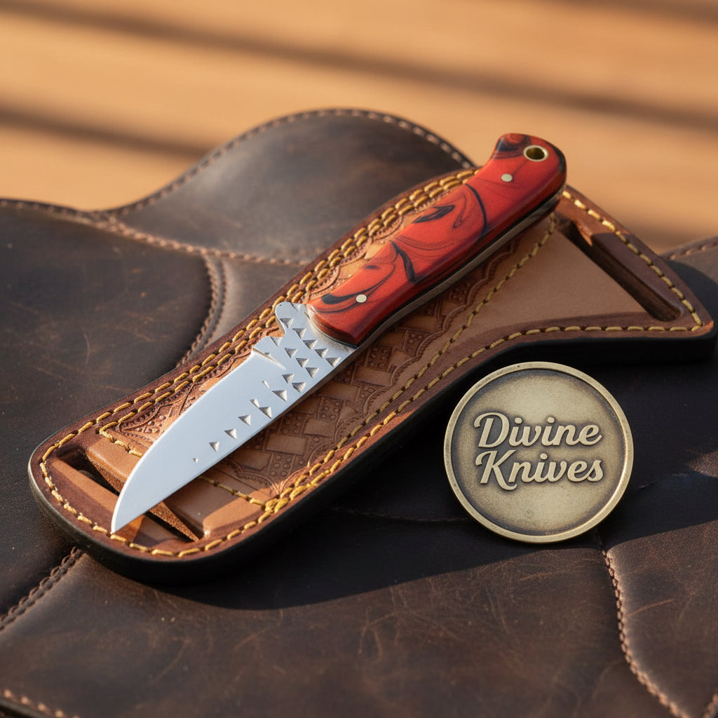 Red Swirl Resin Rasp Skinner with Distinctive Red Swirl Handle