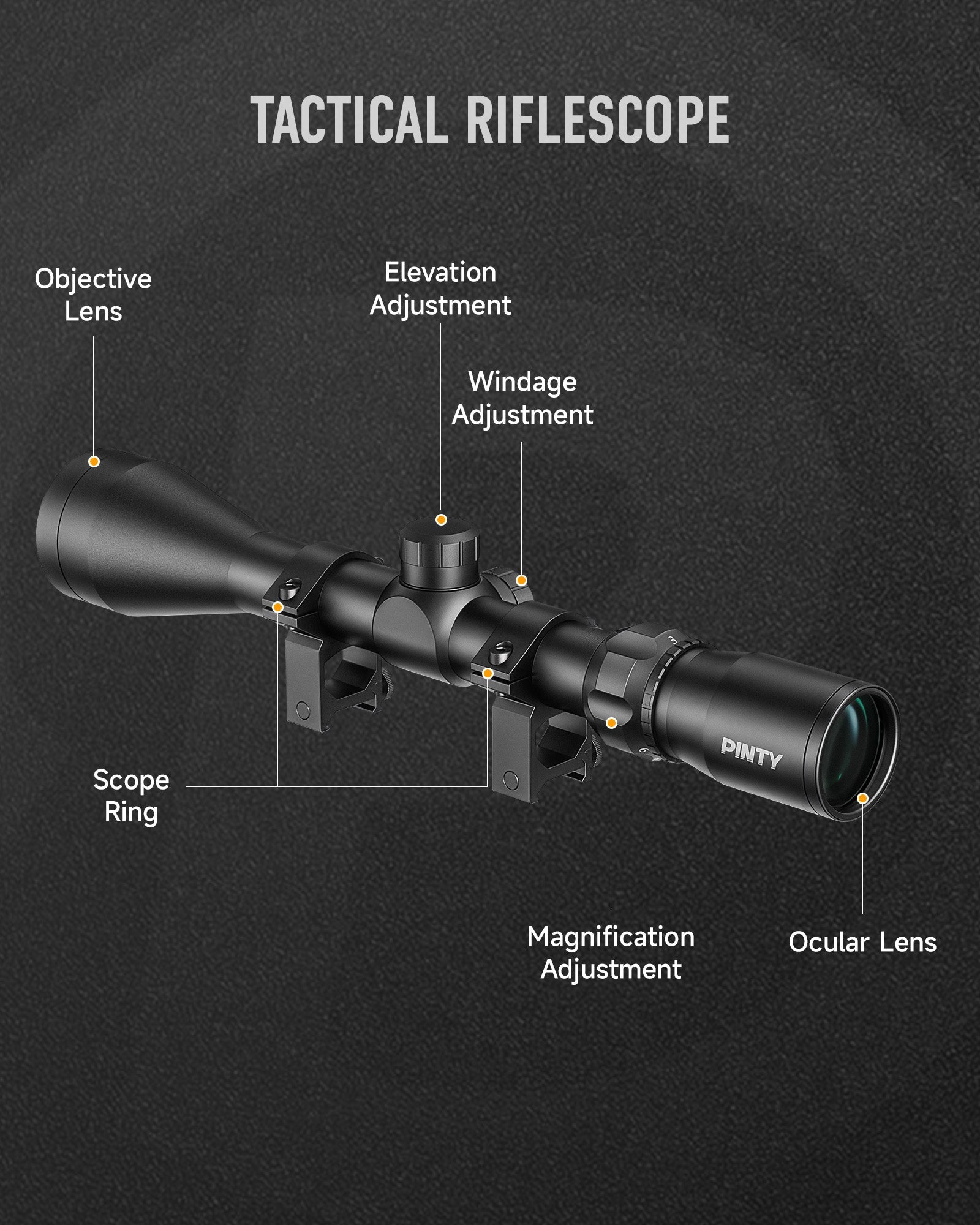 3-9x40 Rifle Scope, Tactical Hunting Scope with Multicoated Blue Lens & Scope Mount Rings