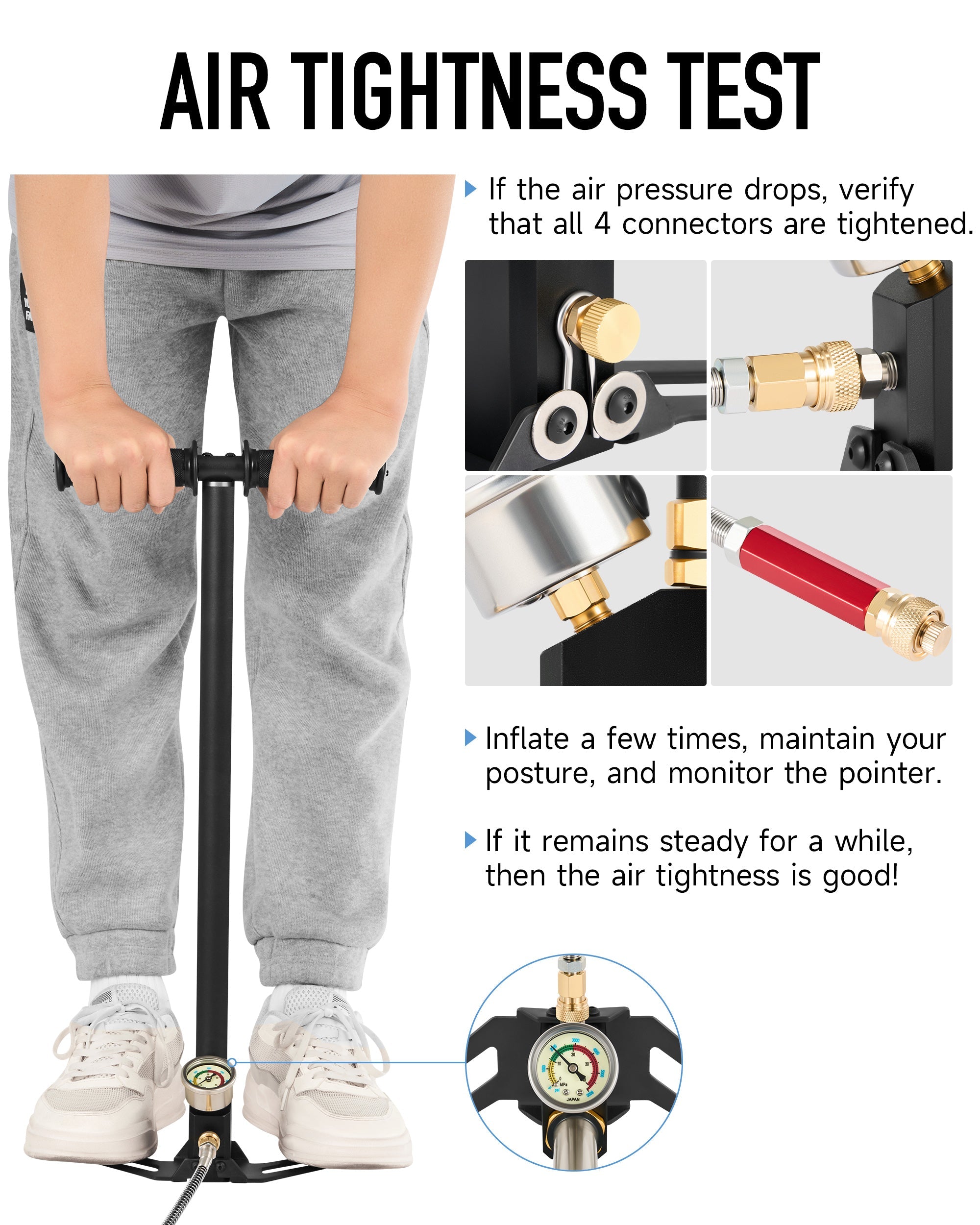 PCP Hand Air Pump 4500 psi High Pressure Hand Pump with Oil Moisture Filter Pressure Gauge