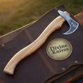 Fenrir Knotwork Wolf Axe with Etched Bearded Head and Hardwood Haft