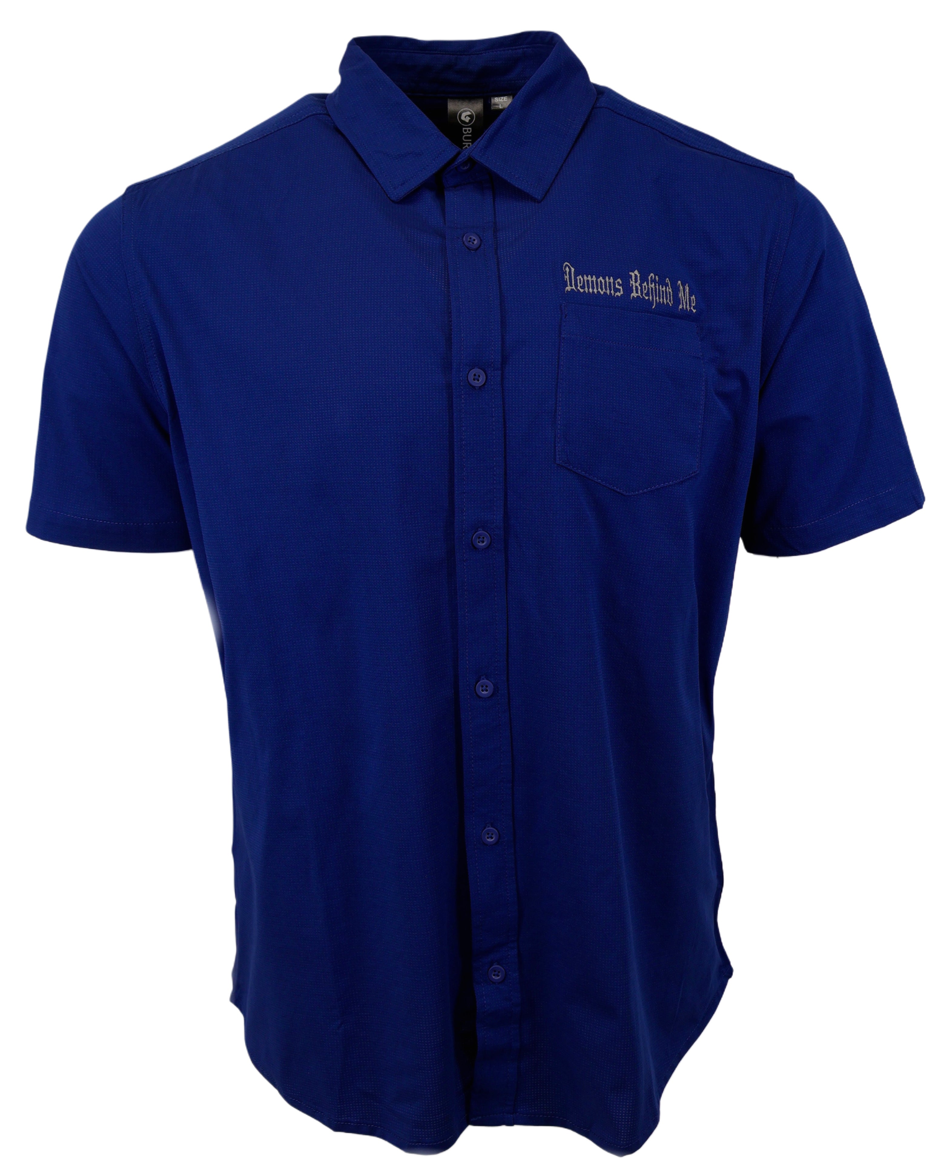 NEW! Micro-Perforated, Stretch Embroidered Button-Up