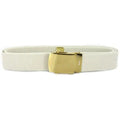 44" Military White Cotton Belt with 24k Gold Buckle & Tip