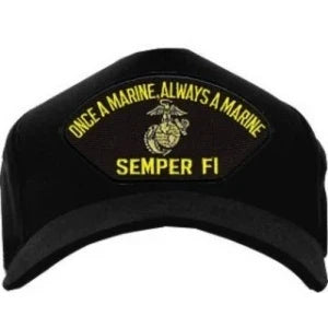 USMC ID Ballcap - Once a Marine.. Always a Marine - Semper Fi - Black