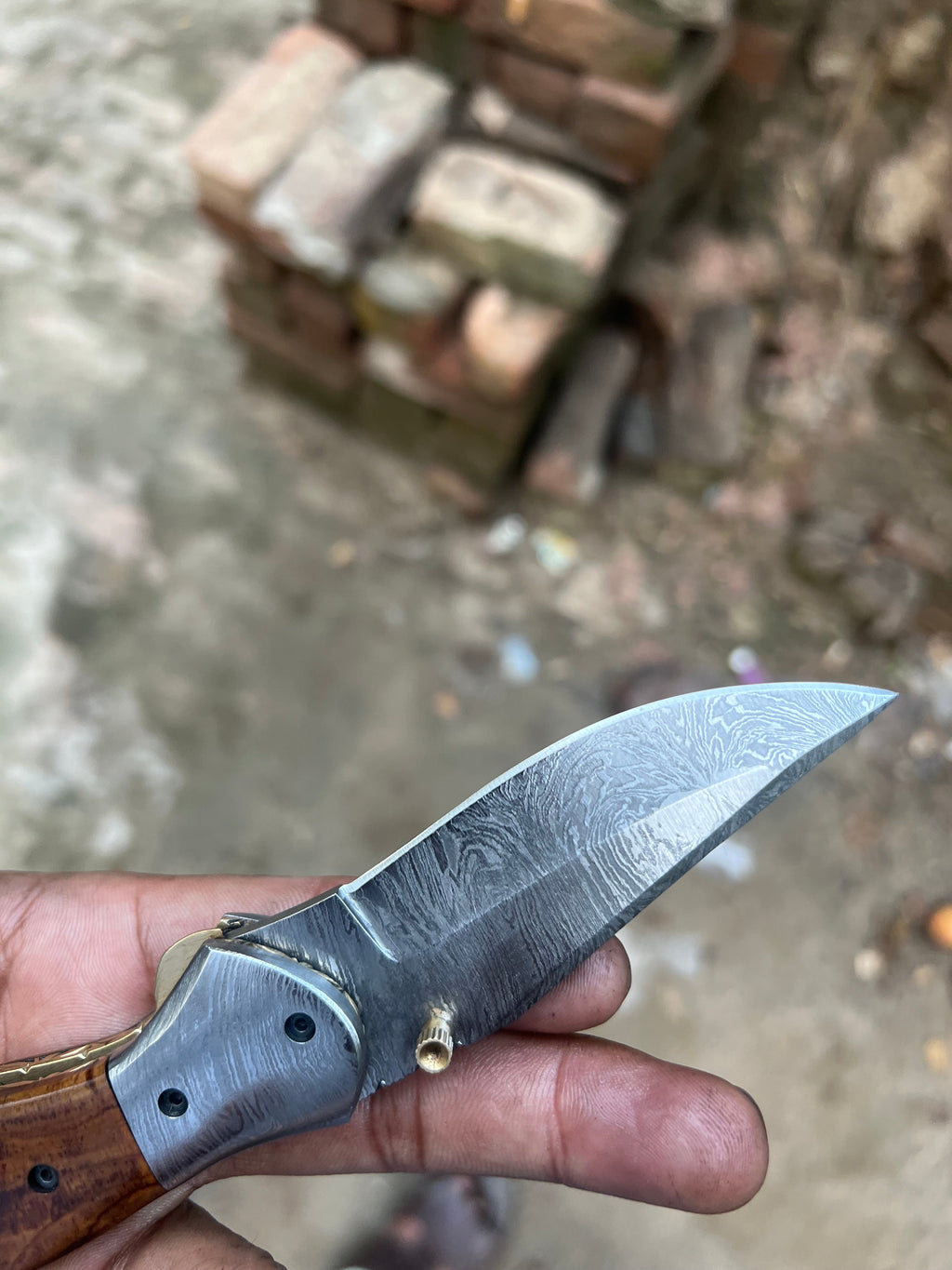 Dusty Trail Pocket Knife 7" Handmade Damascus Steel Folding Knife | JW Steelcrafts