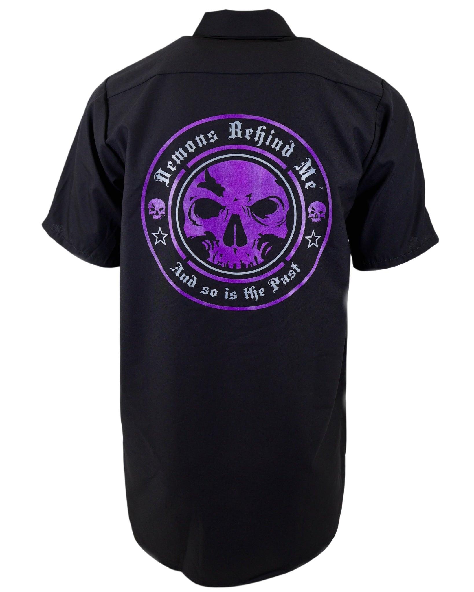 NEW! SHORT SLEEVE Men's Embroidered Shop Shirt - Purple Logo