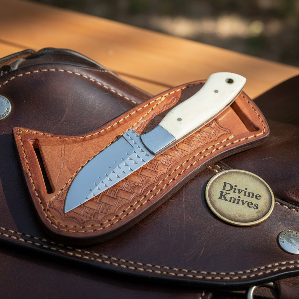 Bone Western Rasp Cowboy Knife with Rasp File Blade