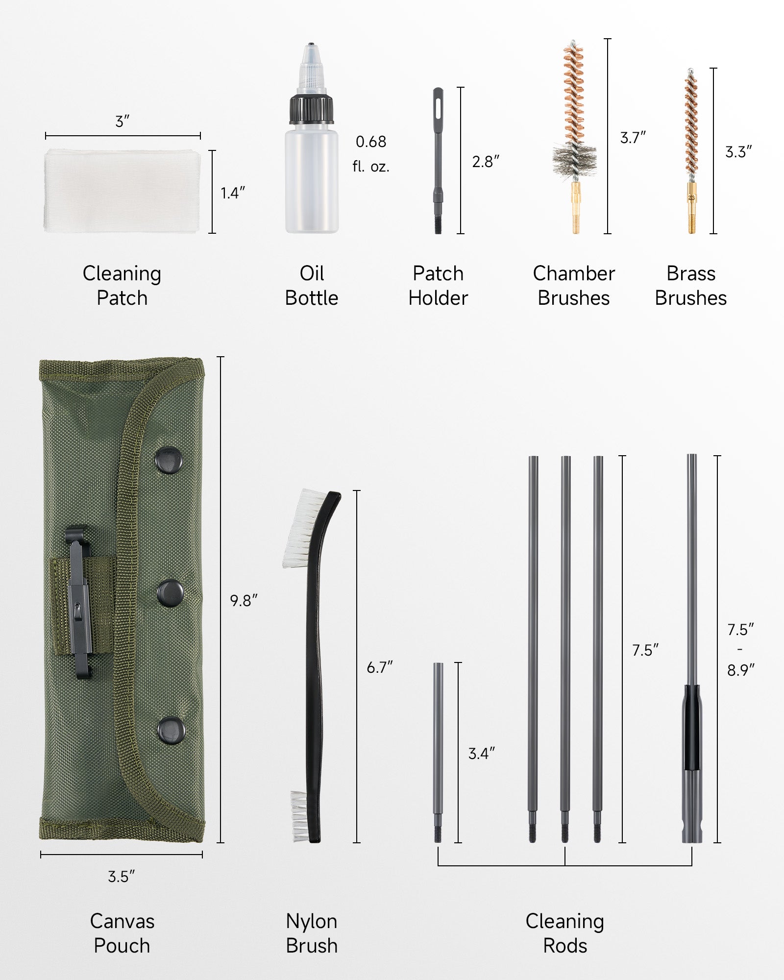 Rifle Cleaning Kit with 35.8 x 12 in Cleaning Mat Brushes Cleaning Rods Patch Canvas Pouch