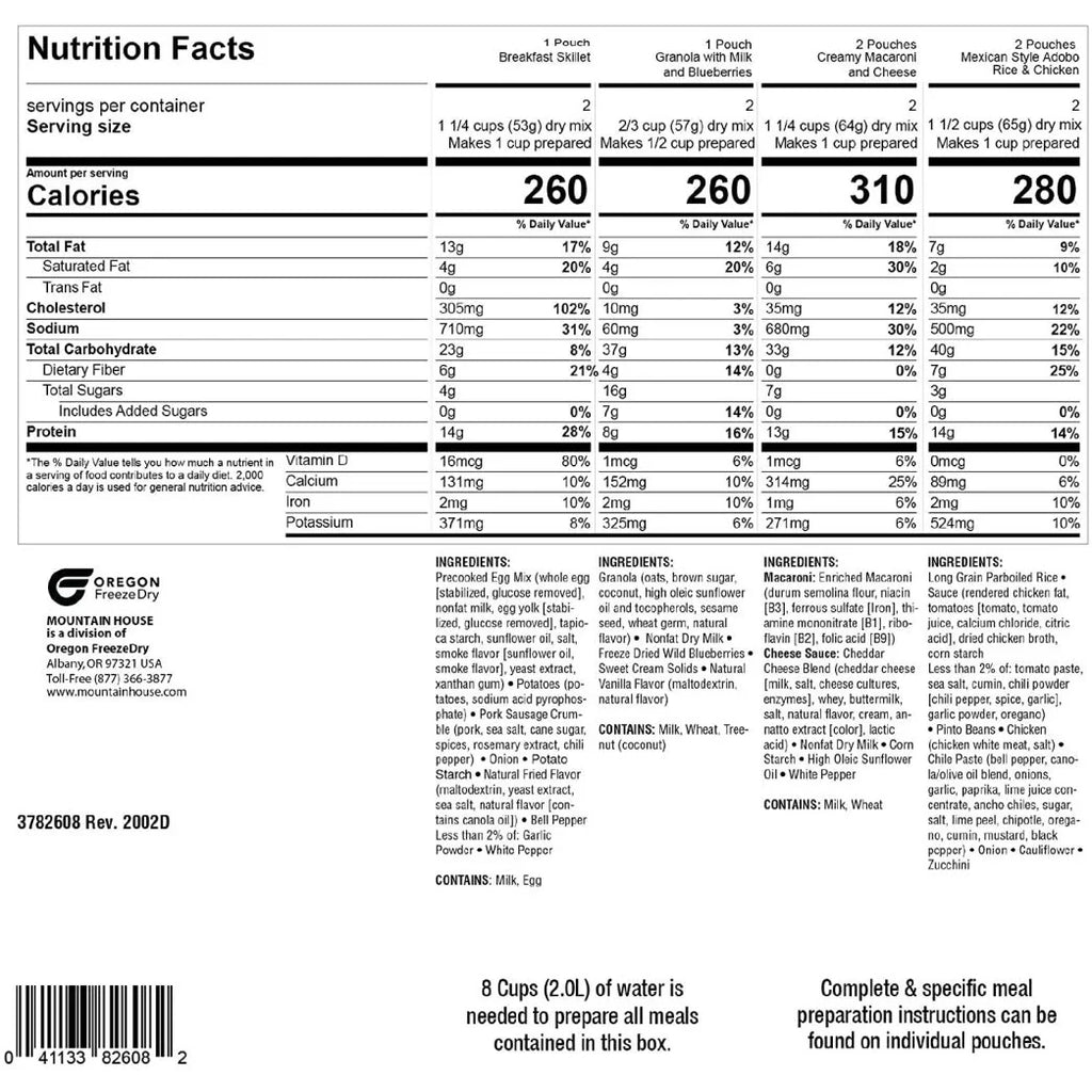 MRE 2 Day Emergency Food Kit | Mountain House