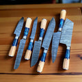 Knife Set for Kitchen – 13” Handmade Damascus Steel Chef Knife with Resin & Olivewood Handle, Steel Bolster, and Leather Sheath