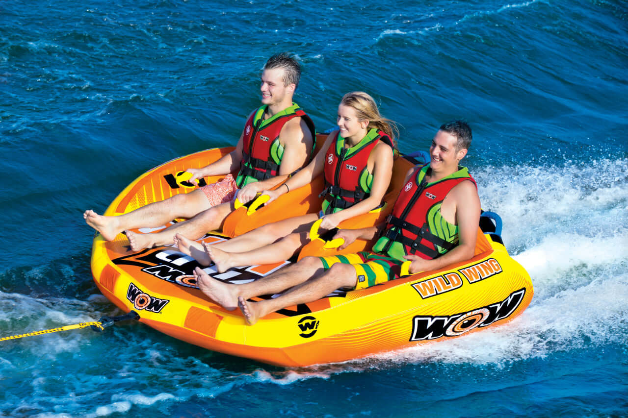 WOW Sports Wild Wing 3 Person Towable Water Tube For Pool and Lake (18-1130)