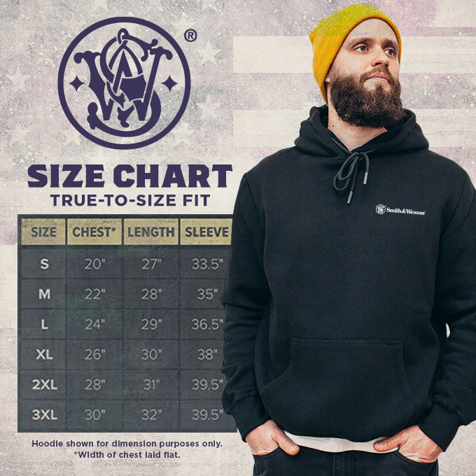 Smith & Wesson® Long Sleeve Hoodie Sweatshirt with Sleeve Logo Print in Navy