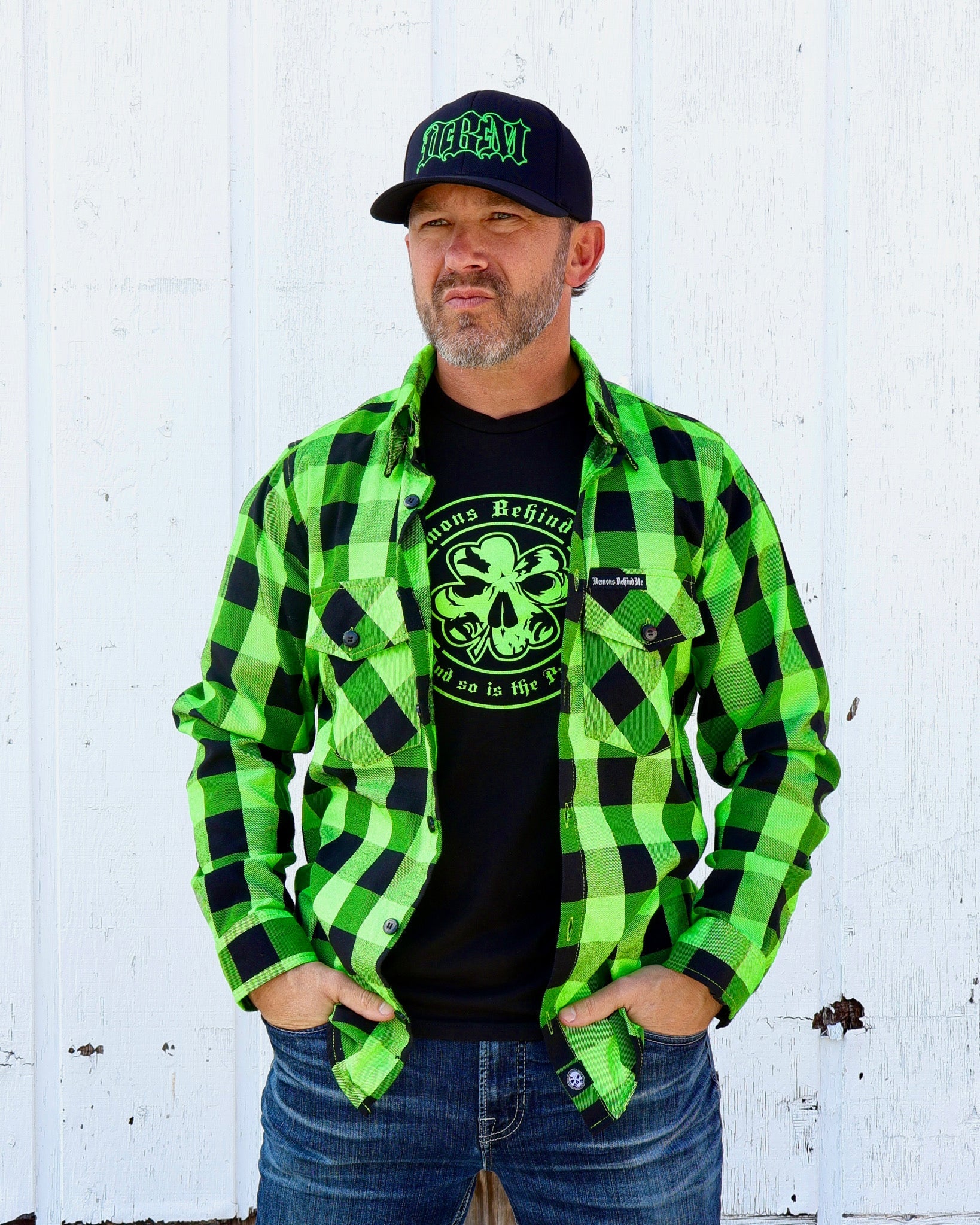 The "Incredible H" Green & Black Flannel (Hidden Snap Collars)