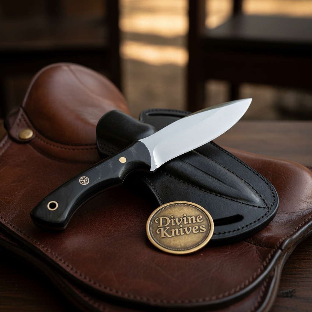 Black Buffalo Horn EDC Skinner Knife for Cowboy Style Collectors
