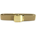 55" Military Khaki Cotton Belt with 24k Gold Buckle & Tip