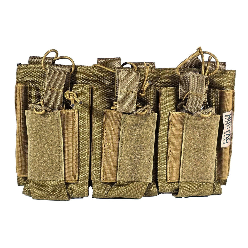 MUCTAC Kangaroo Triple Mag Pouch MOLLE 5.56 & 9mm 1000D Nylon Coyote
