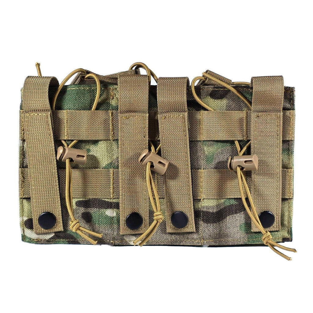 MUCTAC Kangaroo Triple Mag Pouch MOLLE 5.56 & 9mm 1000D Nylon Ranger Green
