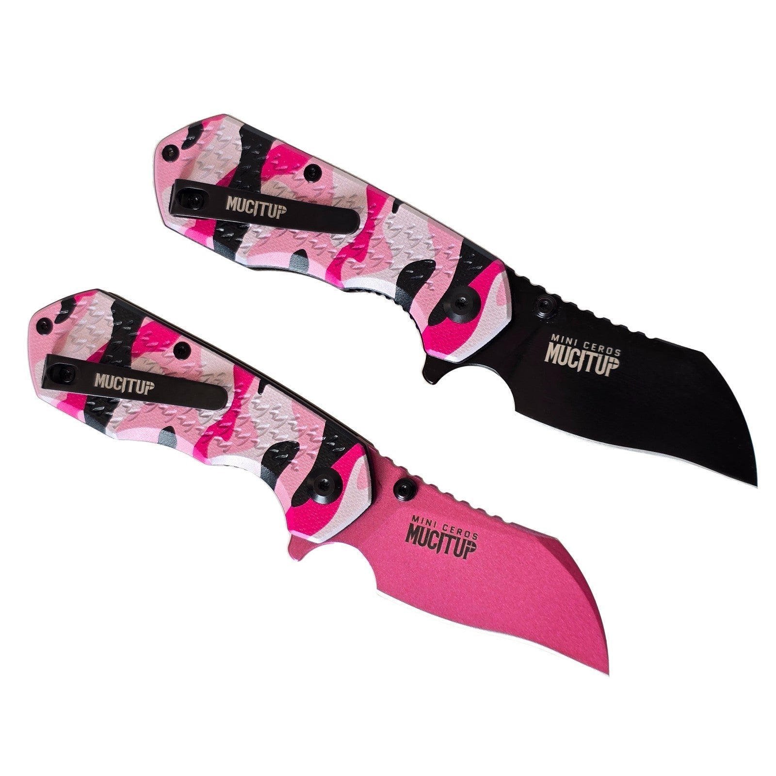 MUCITUP Mini Ceros Pink Camo Folding Knife 9Cr18MoV G10 EDC Black/Pink