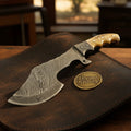 Damascus Chopper Style Hybrid Tracker with Deep Belly Blade
