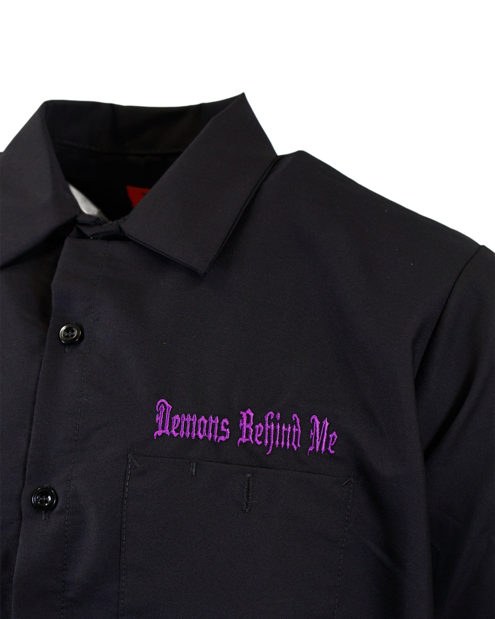 NEW! SHORT SLEEVE Men's Embroidered Shop Shirt - Purple Logo