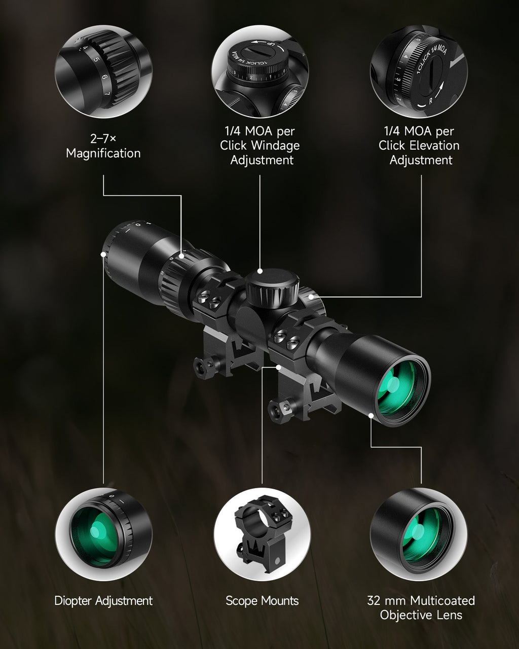 Multicoated Lens Optical Sights for Rifles Scope