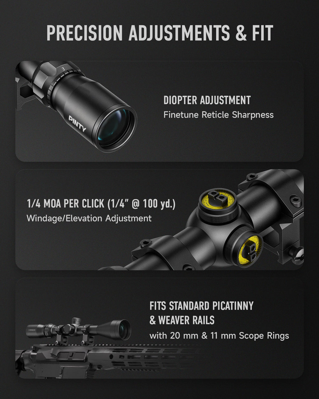 3-9x40 Rifle Scope, Tactical Hunting Scope with Multicoated Blue Lens & Scope Mount Rings