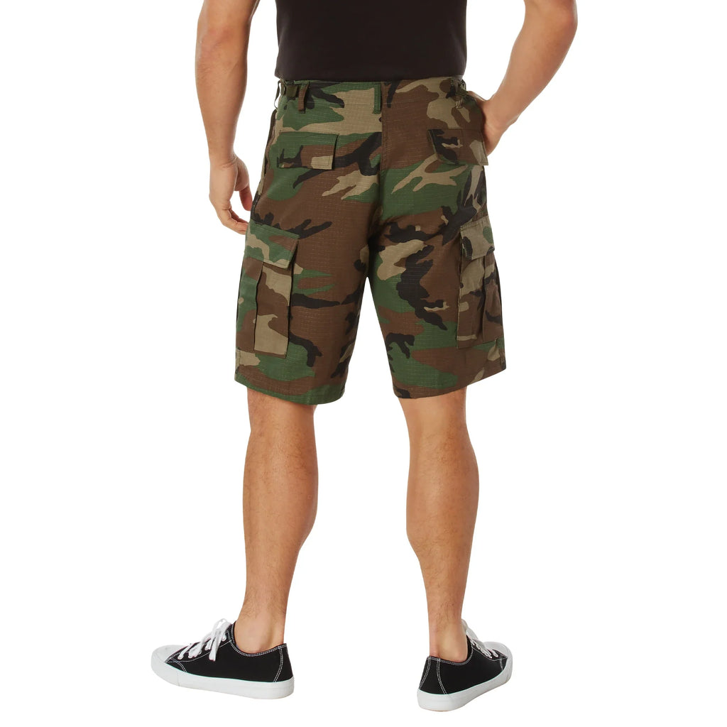 BDU Shorts - Woodland Camo - 100% Cotton Ripstop