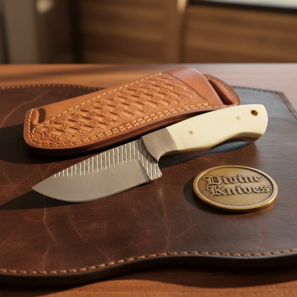 Bone Western Rasp Cowboy Knife with Rasp File Blade