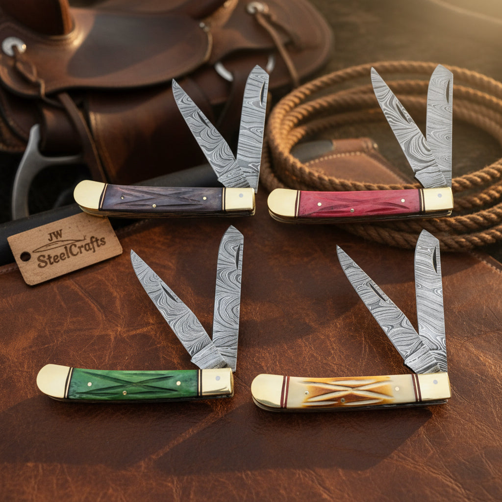 Ranchfold Pocket Folding Knife Set 7.5" Handmade Set of 4