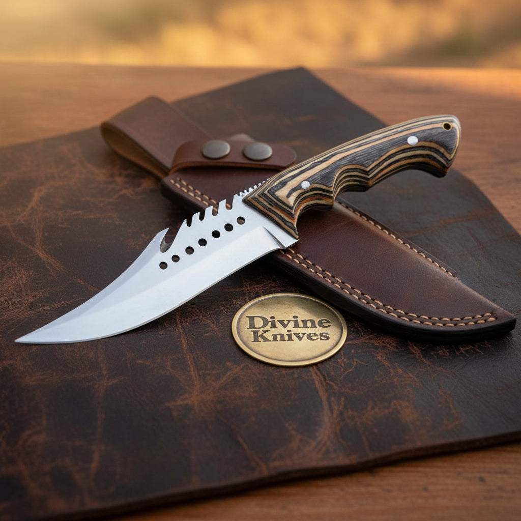 Gator Back Tracker Bowie with Notched Spine Blade and Laminated Wood Handle