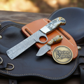 Orange Swirl Resin Bull Cutter & Skinner Set for Field Work