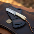 Rasp Steel Camel Bone Cowboy Bull Cutter with Natural Bone Handle