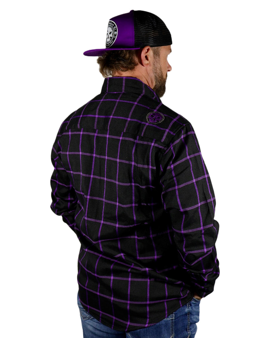 The "Raven" Black & Purple Flannel (Hidden Snap Collars)