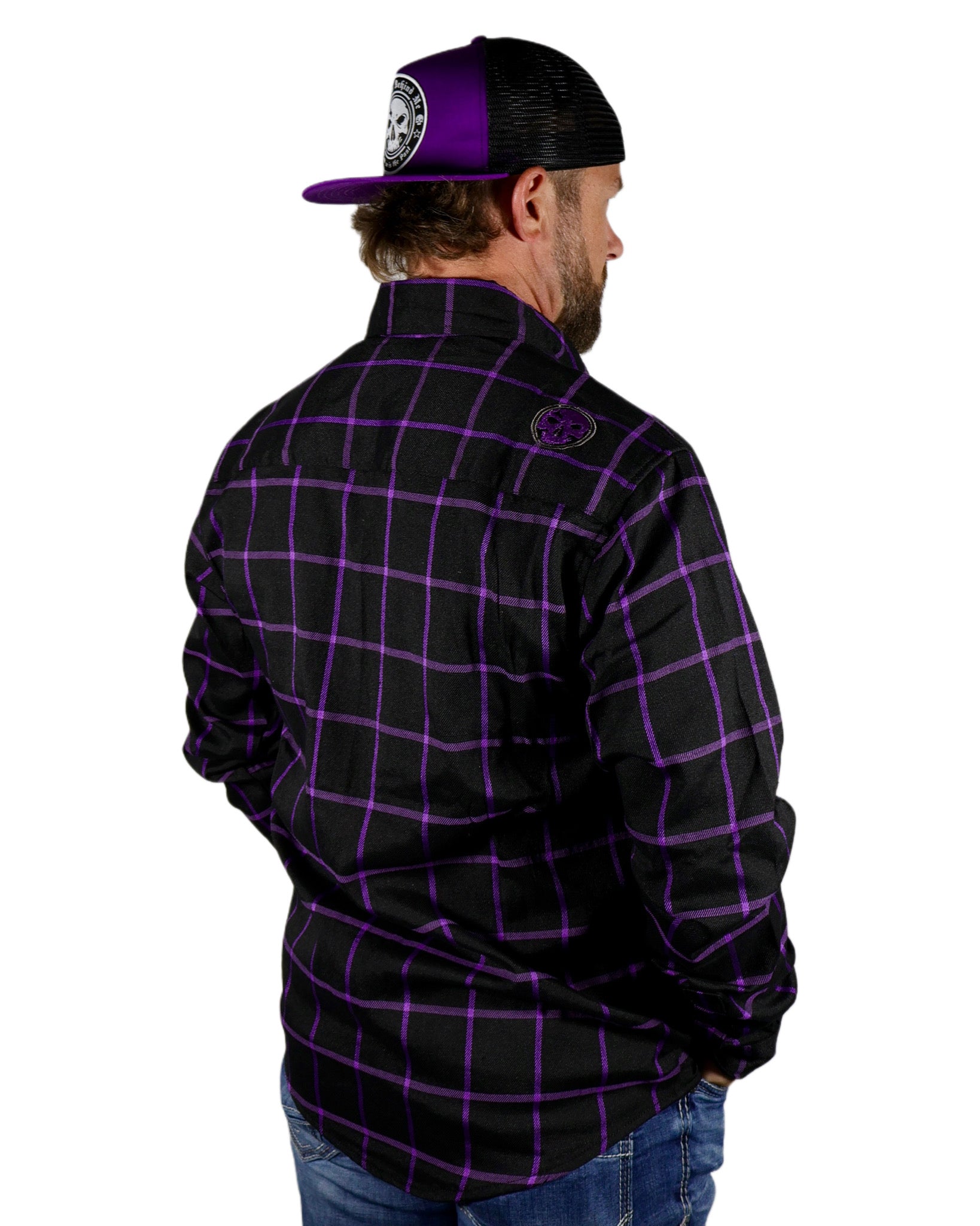 The "Raven" Black & Purple Flannel (Hidden Snap Collars)