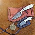 White Bone Damascus Short Skinner Set One Bold White Handle Story