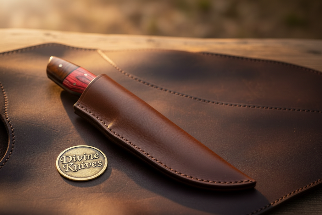 Red Pakkawood Damascus Drop Point Hunter for Hunting and Field Work