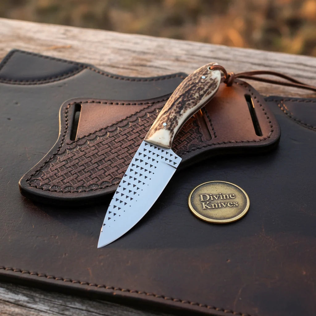 Crown Stag Drop Point Hunter Knife for Field Dressing and Camp Use