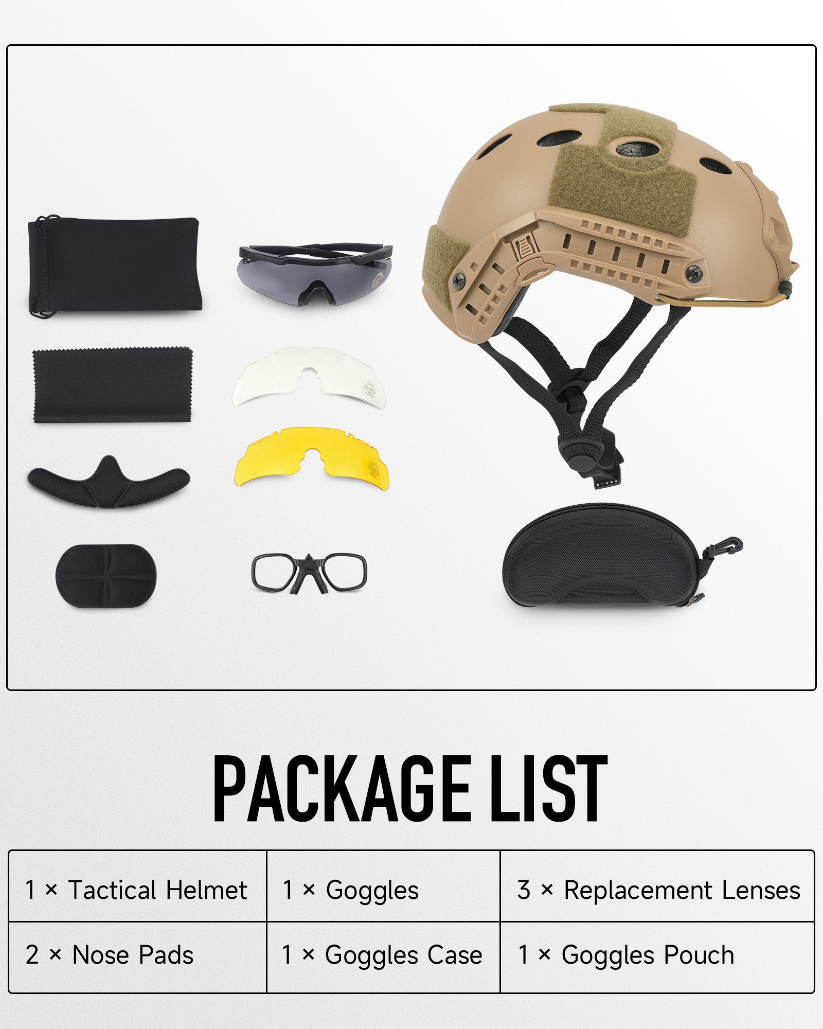 BJ Type Tactical Helmet and Goggles for Outdoor Sports Hunting Shooting