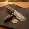Ramhorn Damascus Sawback Tracker with Natural Ramhorn