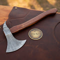 Hand Forged Bearded Viking Axe with Layered Steel Head and Shaped Hardwood Haft
