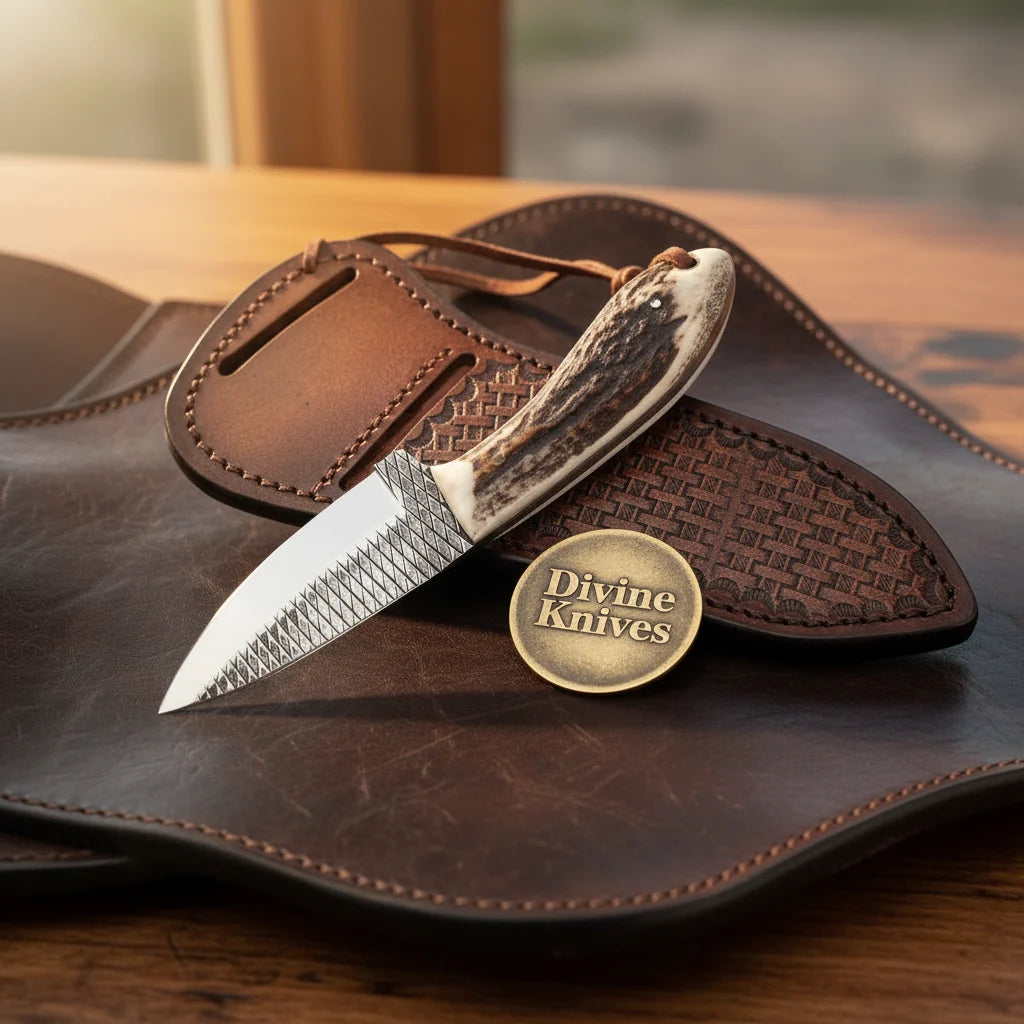 Crown Stag Drop Point Hunter Knife for Field Dressing and Camp Use