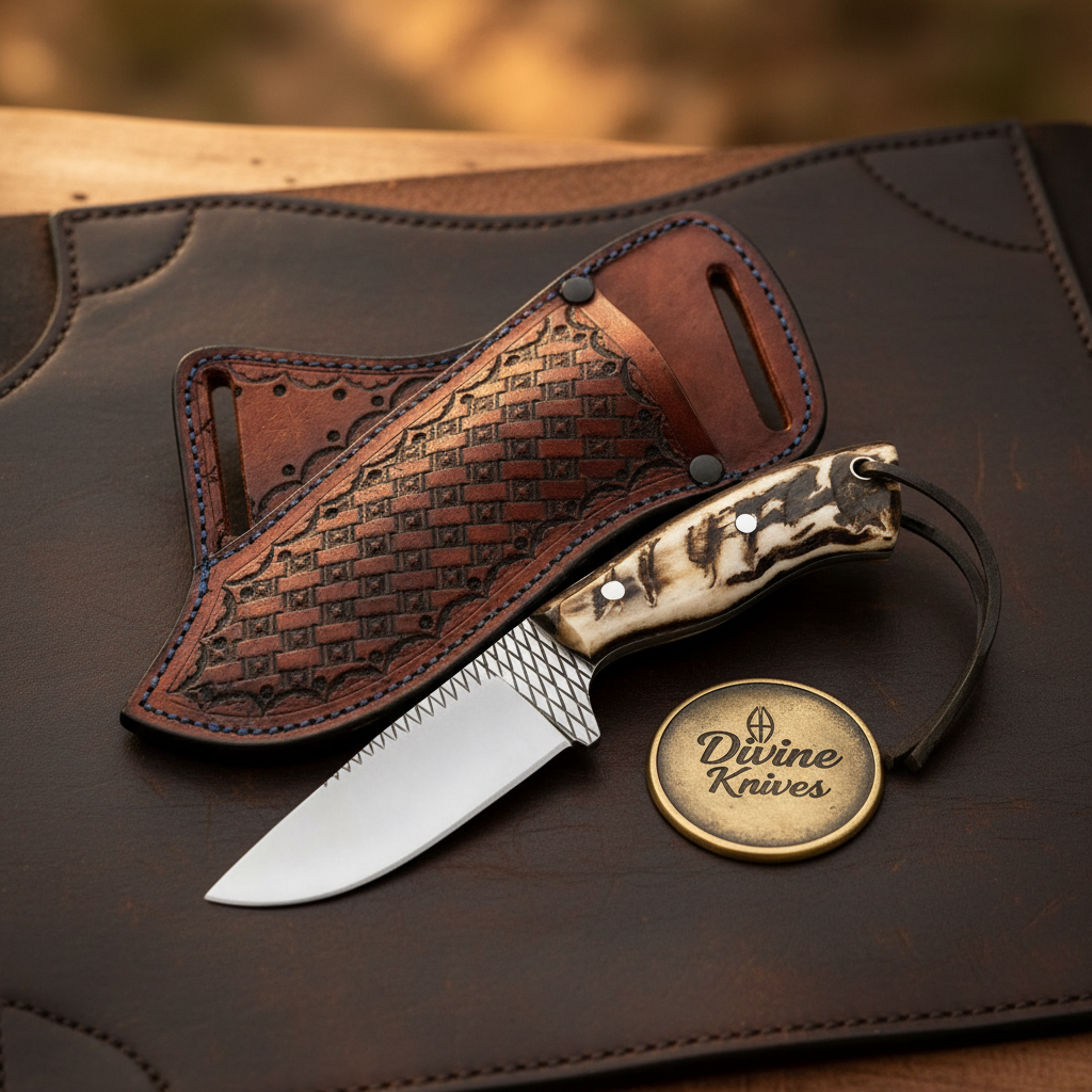 Ram Horn Handle Cowboy Skinner Knife for Ranch Chores and Gifting