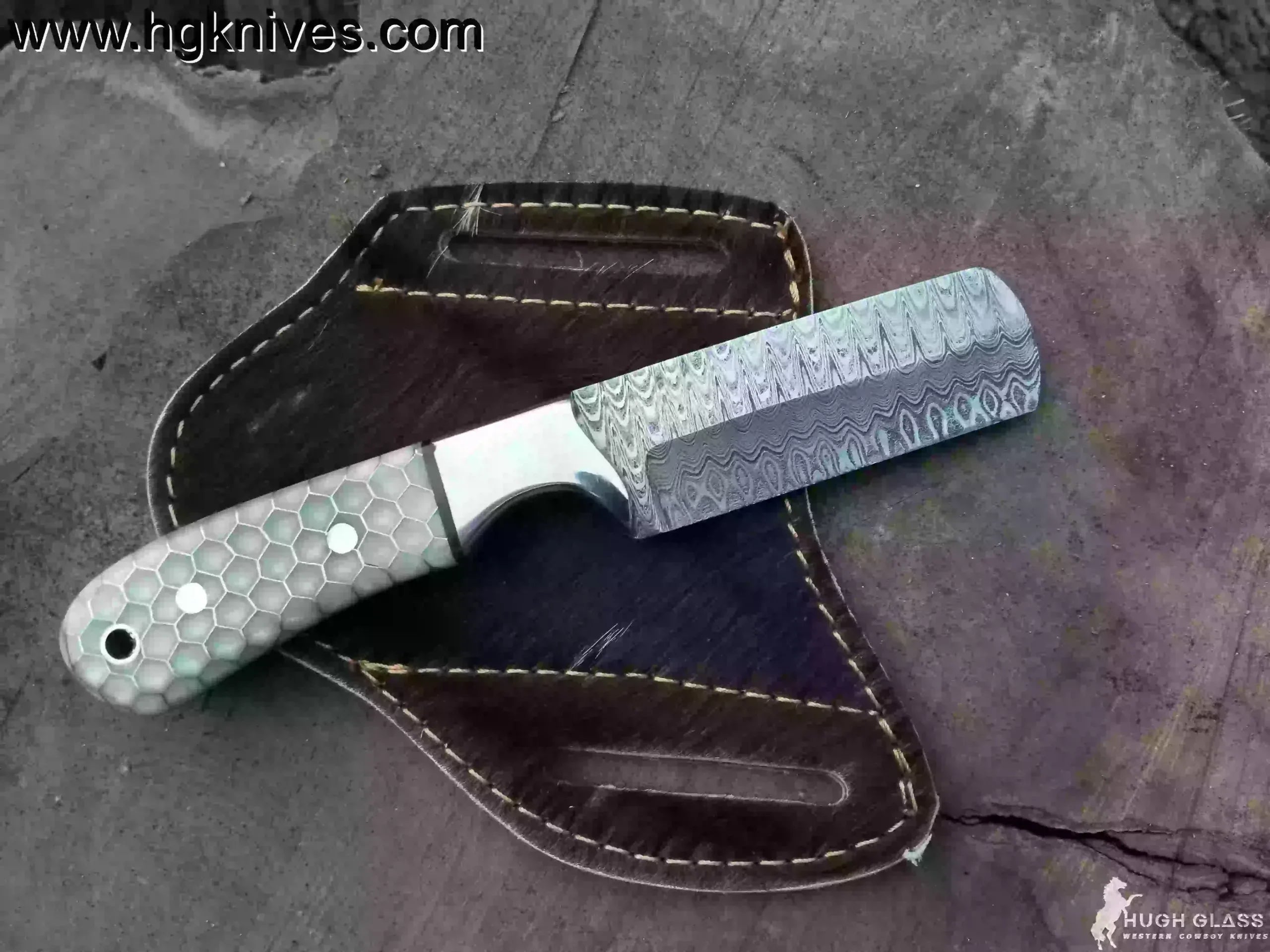Honeycomb Handle Bull Cutter Knife for Ranch Work and Collecting