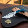 Blue Farrier Rasp Cowboy Belt Knife with Clip Point Blade