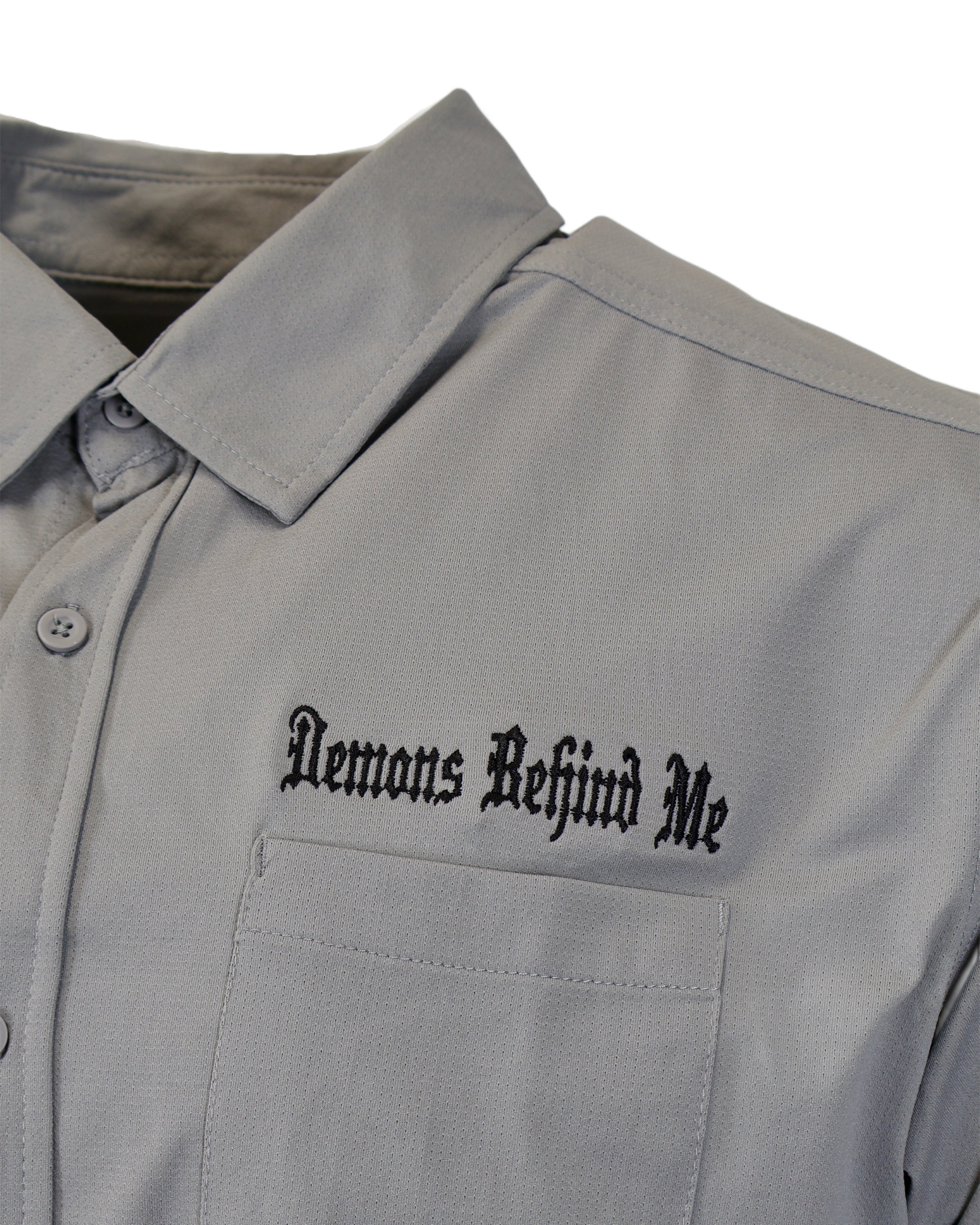 NEW! Micro-Perforated, Stretch Embroidered Button-Up