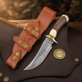 Crown Stag Hunting Knife with Clip Point Forged Blade and Studded Leather Sheath