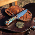 Cholla Cactus Rasp Cowboy Knife with Turquoise Handle