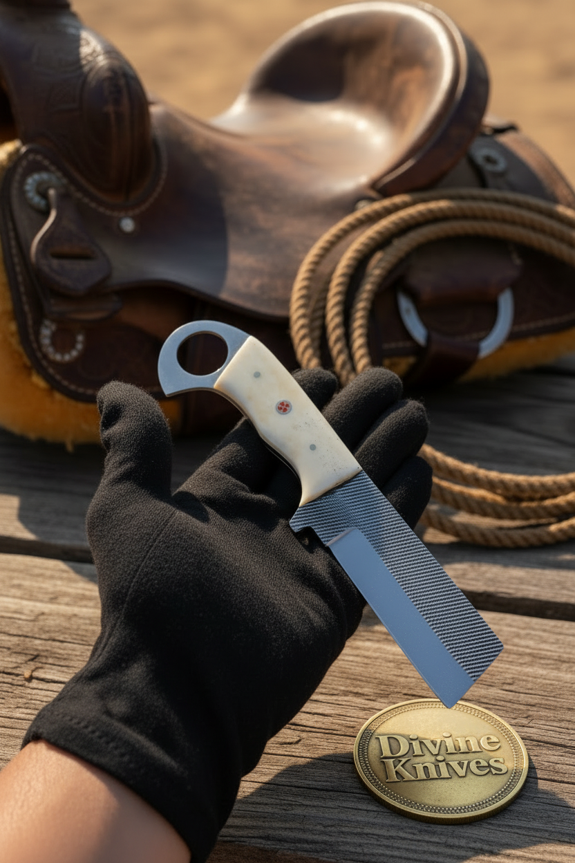 Rasp Steel Bone Bull Cutter with File Texture and Ring Handle