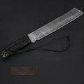 9 Inch Damascus Steel Tanto Knife with Cord Wrapped Handle – 16 Inch Overall