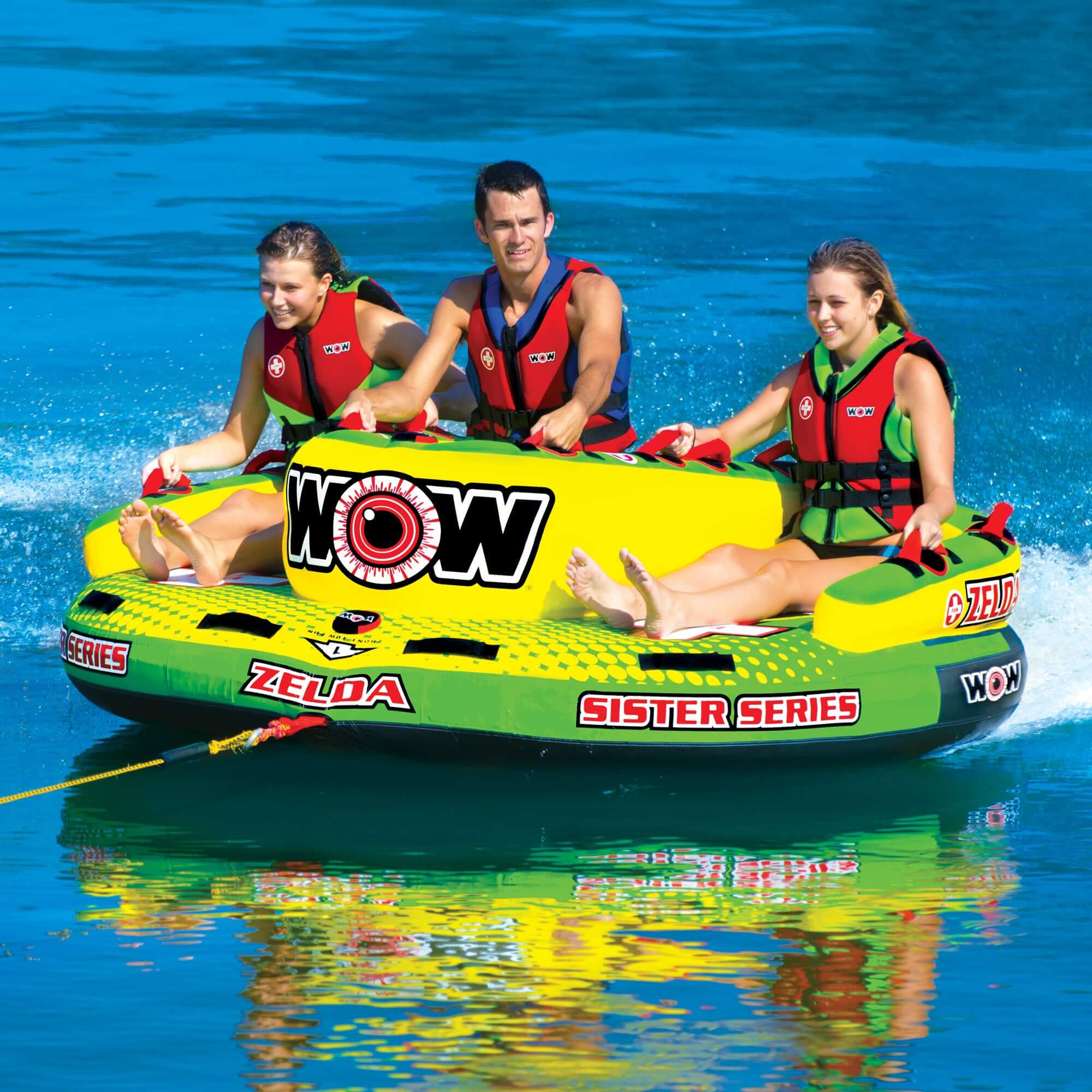 WOW Sports Zelda 1-3 Person Towable Water Tube For Pool and Lake (15-1070)